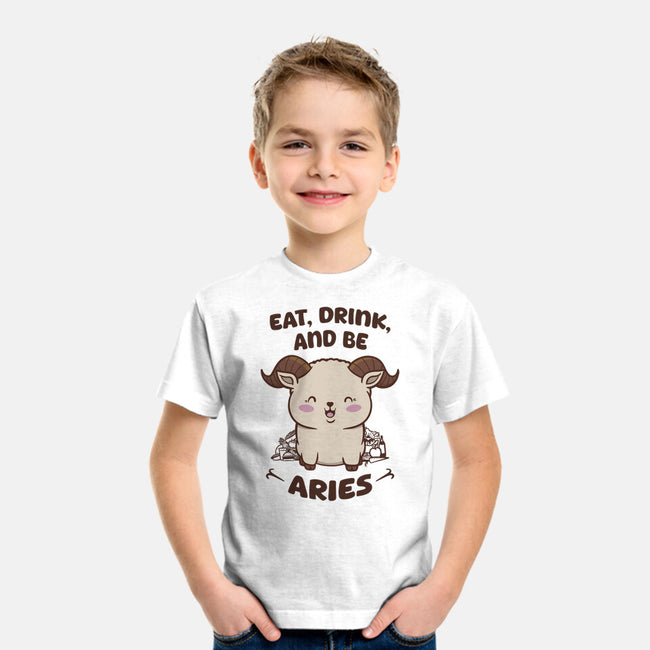 Eat Drink And Be Aries-Youth-Basic-Tee-WatershipBound