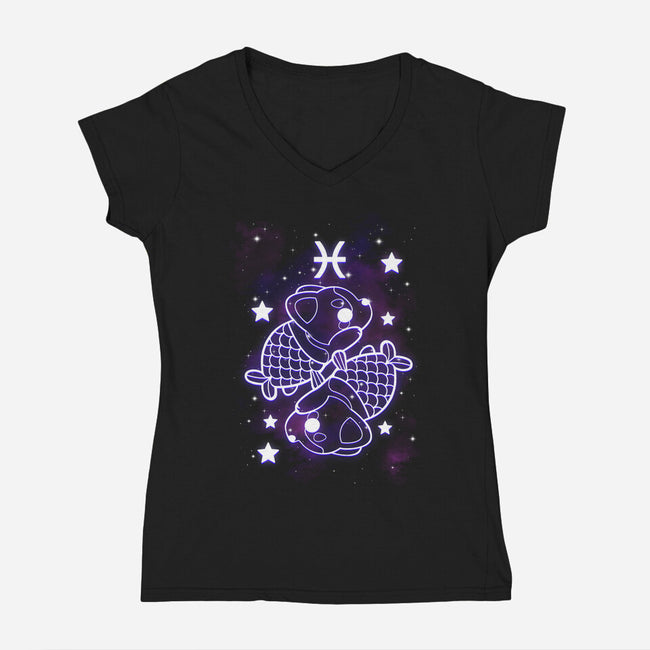 Cute Pisces-Womens-V-Neck-Tee-NemiMakeit