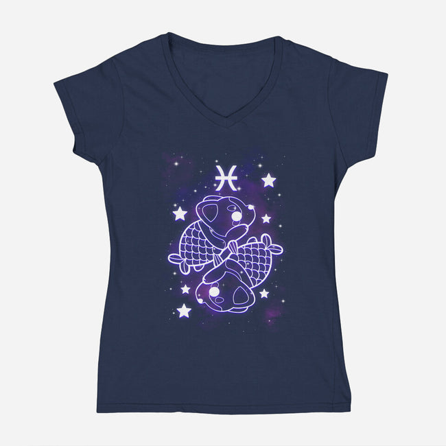 Cute Pisces-Womens-V-Neck-Tee-NemiMakeit