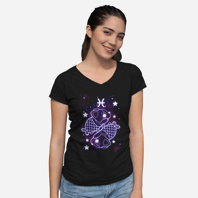 Cute Pisces-Womens-V-Neck-Tee-NemiMakeit