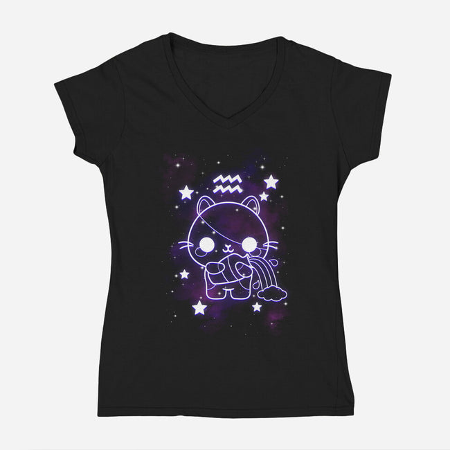 Cute Aquarius-Womens-V-Neck-Tee-NemiMakeit