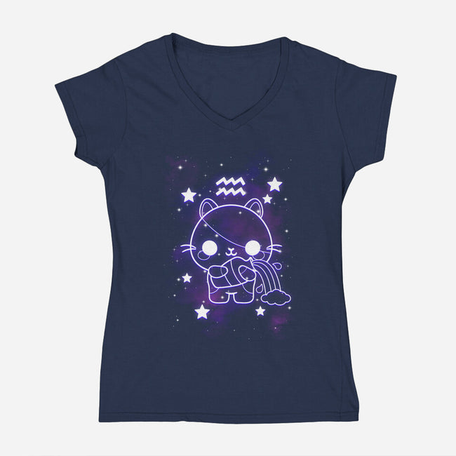 Cute Aquarius-Womens-V-Neck-Tee-NemiMakeit