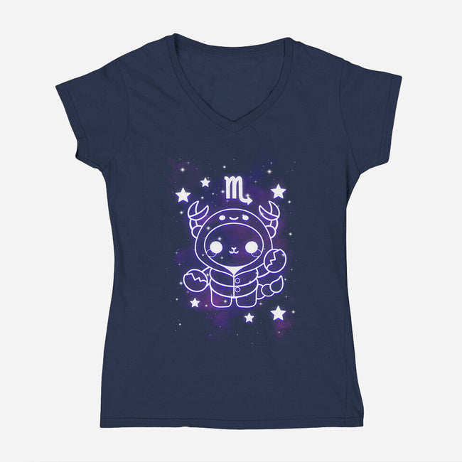 Cute Scorpio-Womens-V-Neck-Tee-NemiMakeit
