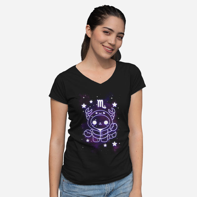 Cute Scorpio-Womens-V-Neck-Tee-NemiMakeit