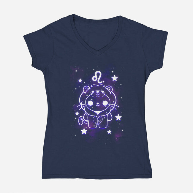 Cute Leo-Womens-V-Neck-Tee-NemiMakeit