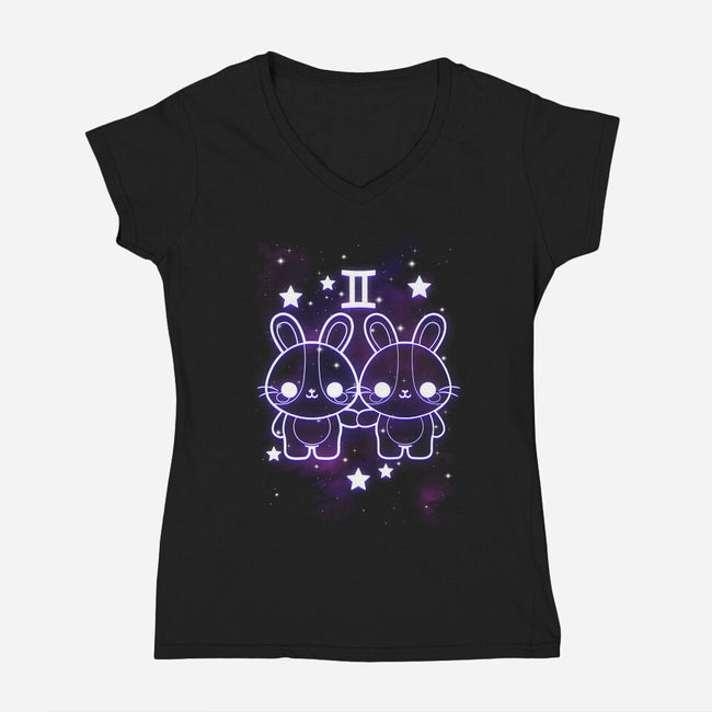 Cute Gemini-Womens-V-Neck-Tee-NemiMakeit
