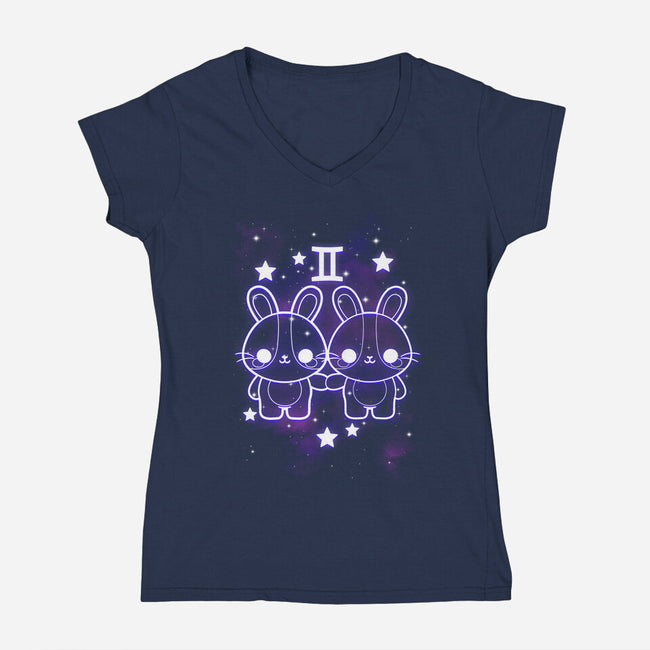 Cute Gemini-Womens-V-Neck-Tee-NemiMakeit