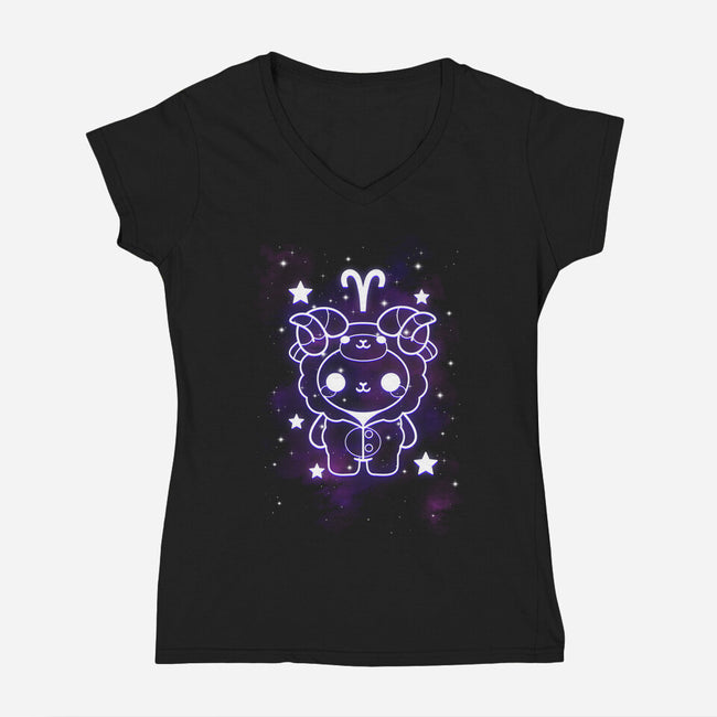 Cute Aries-Womens-V-Neck-Tee-NemiMakeit