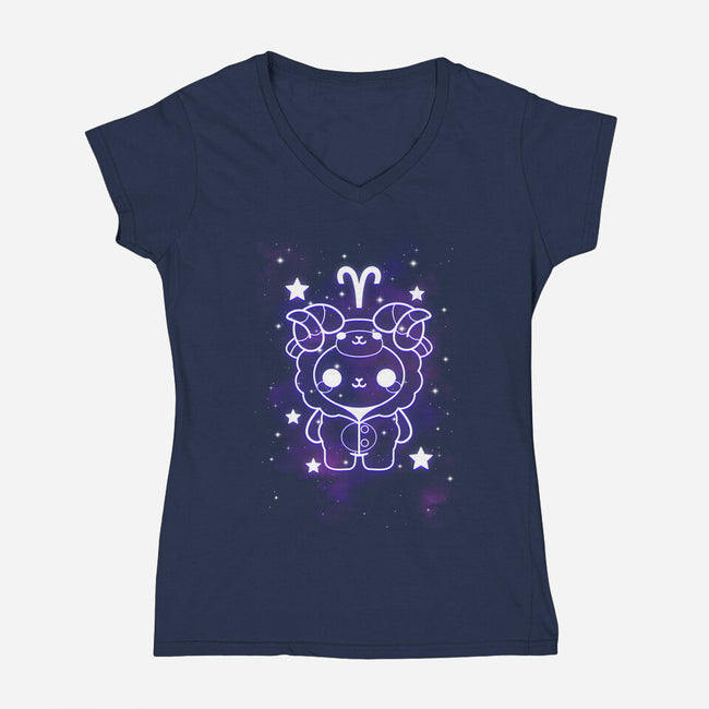 Cute Aries-Womens-V-Neck-Tee-NemiMakeit