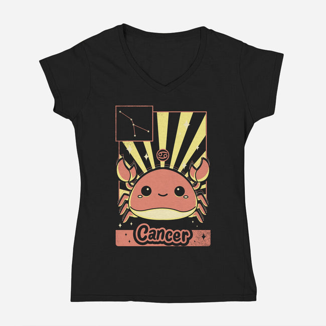 Crab Zodiac-Womens-V-Neck-Tee-Donnie