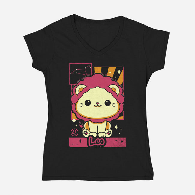 Lion Zodiac-Womens-V-Neck-Tee-Donnie