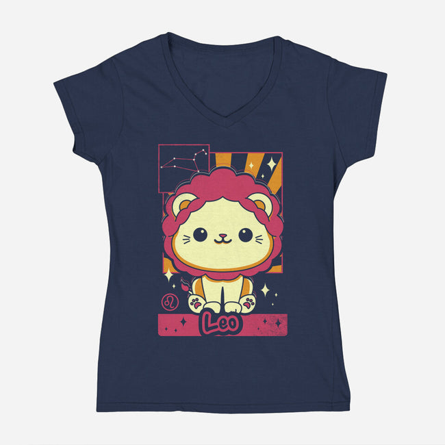 Lion Zodiac-Womens-V-Neck-Tee-Donnie