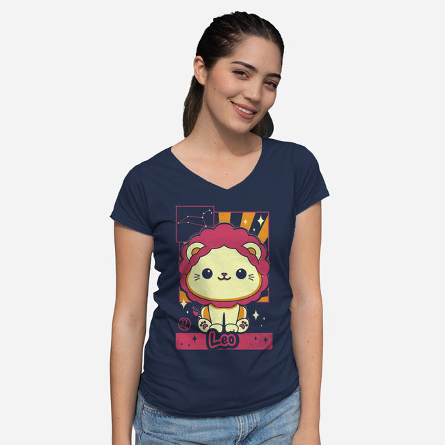 Lion Zodiac-Womens-V-Neck-Tee-Donnie