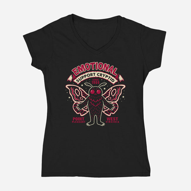 Emotional Support Cryptid-Womens-V-Neck-Tee-Nemons