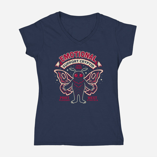 Emotional Support Cryptid-Womens-V-Neck-Tee-Nemons