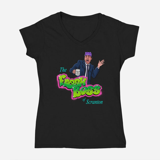 The Fresh Boss-Womens-V-Neck-Tee-Getsousa!