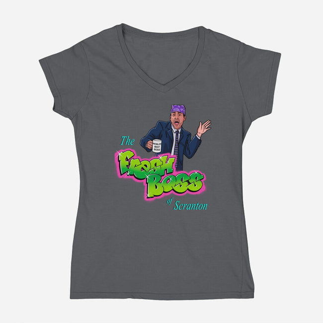 The Fresh Boss-Womens-V-Neck-Tee-Getsousa!
