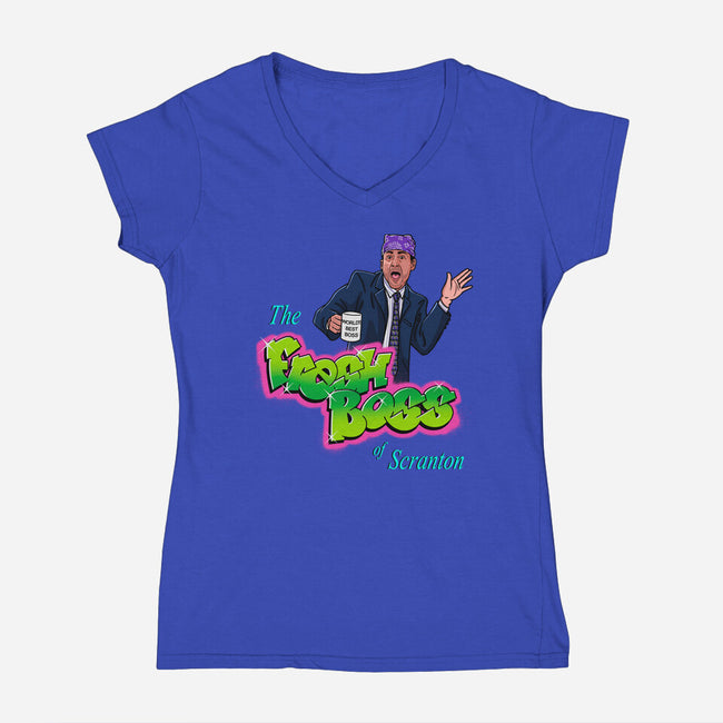 The Fresh Boss-Womens-V-Neck-Tee-Getsousa!
