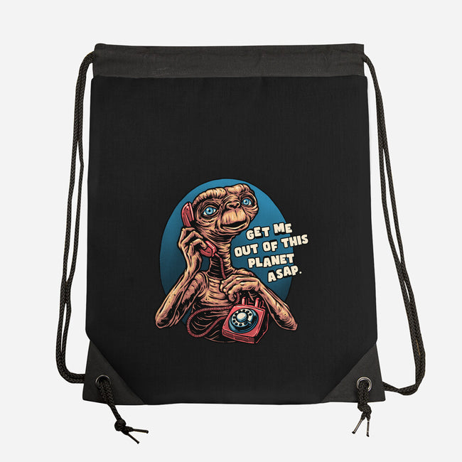 Phone Call To Space-None-Drawstring-Bag-glitchygorilla