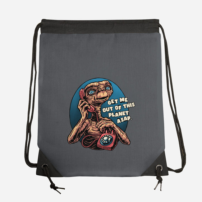 Phone Call To Space-None-Drawstring-Bag-glitchygorilla