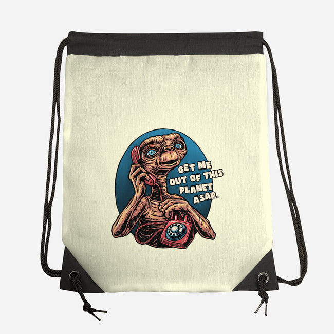 Phone Call To Space-None-Drawstring-Bag-glitchygorilla