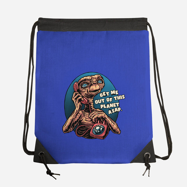 Phone Call To Space-None-Drawstring-Bag-glitchygorilla