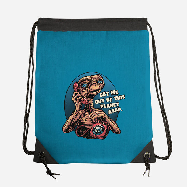 Phone Call To Space-None-Drawstring-Bag-glitchygorilla