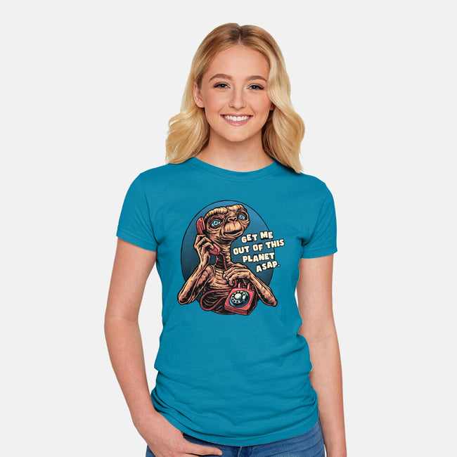Phone Call To Space-Womens-Fitted-Tee-glitchygorilla