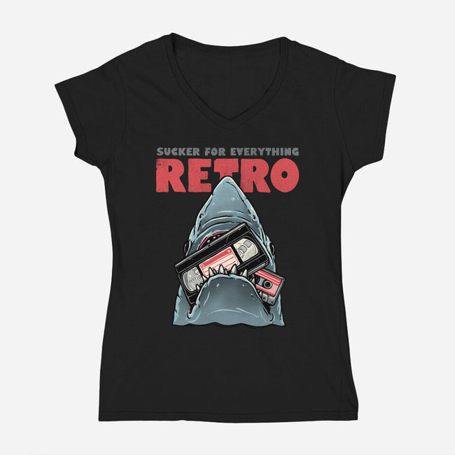 Everything Retro-Womens-V-Neck-Tee-glitchygorilla