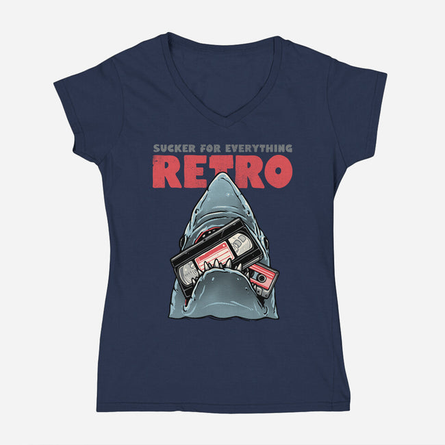 Everything Retro-Womens-V-Neck-Tee-glitchygorilla
