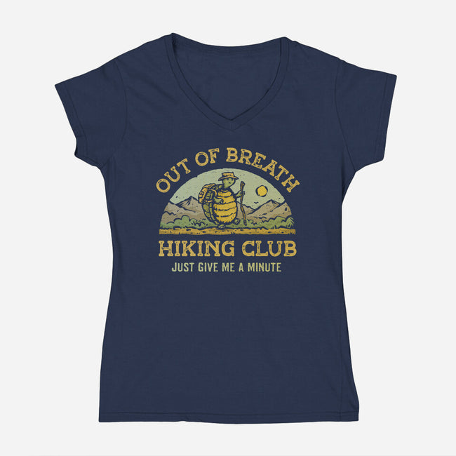 Out Of Breath Hiking Club-Womens-V-Neck-Tee-kg07