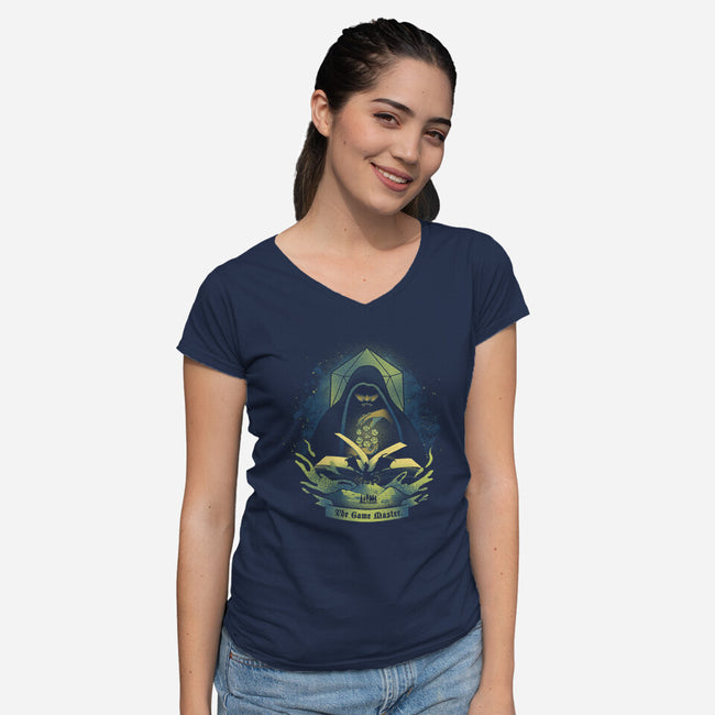 The Game Master-Womens-V-Neck-Tee-grevalra