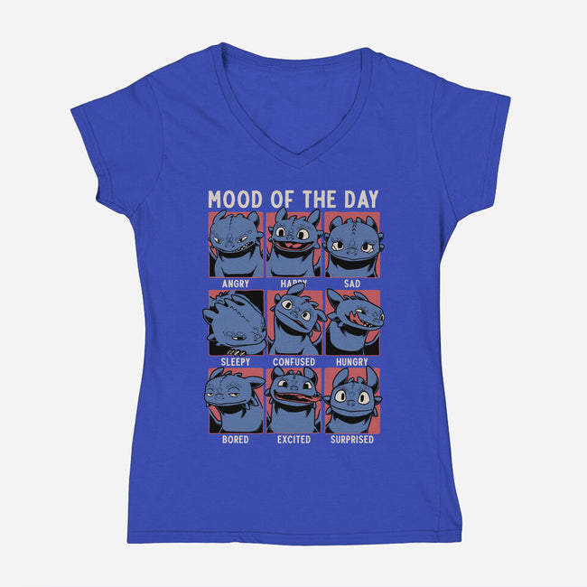 Viking Dragon Mood-Womens-V-Neck-Tee-Studio Mootant