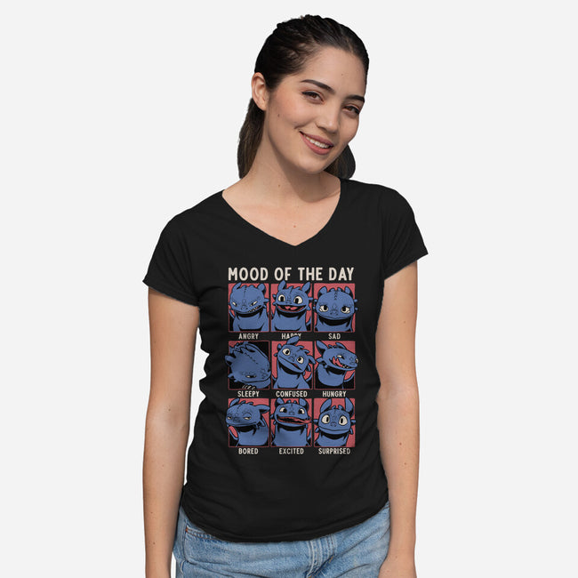 Viking Dragon Mood-Womens-V-Neck-Tee-Studio Mootant