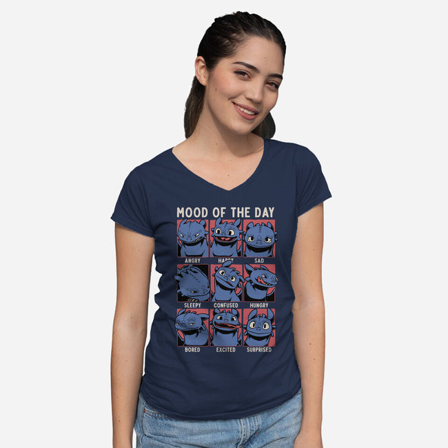 Viking Dragon Mood-Womens-V-Neck-Tee-Studio Mootant