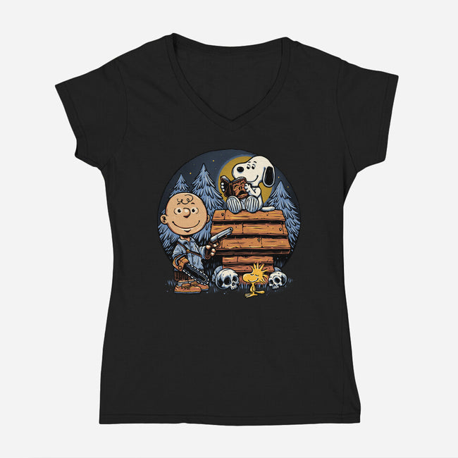 A Night In The Woods-Womens-V-Neck-Tee-glitchygorilla