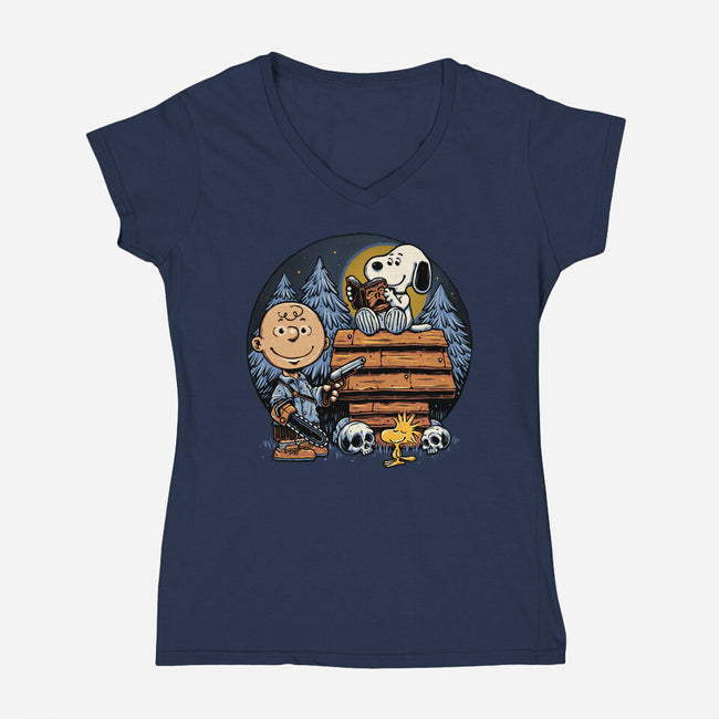 A Night In The Woods-Womens-V-Neck-Tee-glitchygorilla