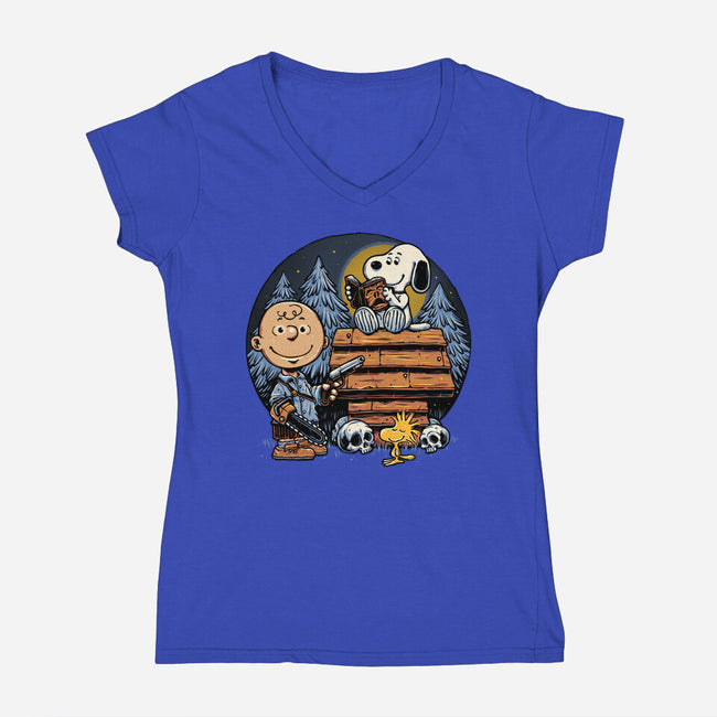 A Night In The Woods-Womens-V-Neck-Tee-glitchygorilla
