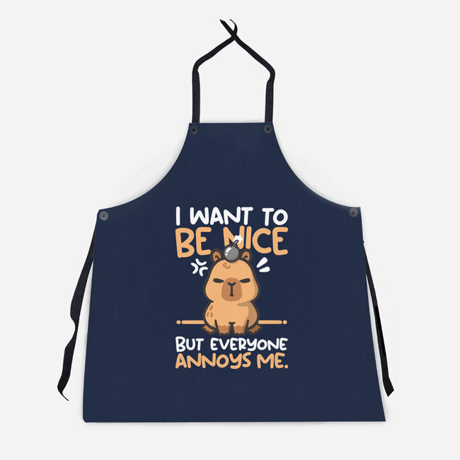 Capy Wants To Be Nice-Unisex-Kitchen-Apron-NemiMakeit