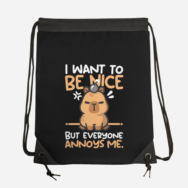 Capy Wants To Be Nice-None-Drawstring-Bag-NemiMakeit