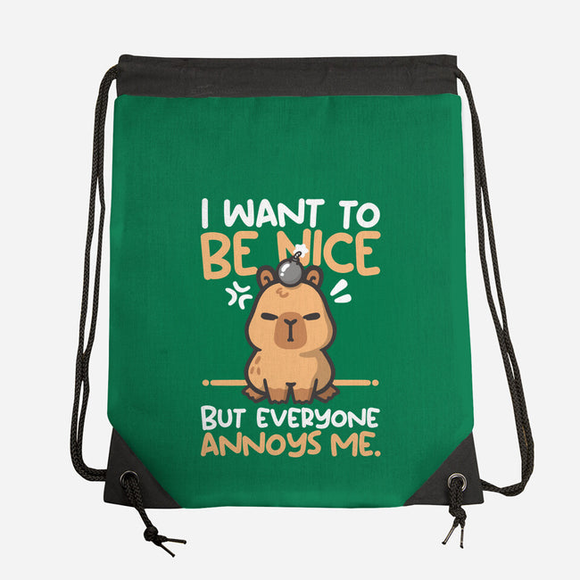 Capy Wants To Be Nice-None-Drawstring-Bag-NemiMakeit