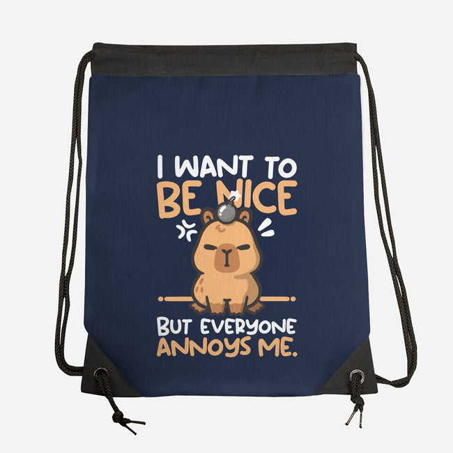 Capy Wants To Be Nice-None-Drawstring-Bag-NemiMakeit