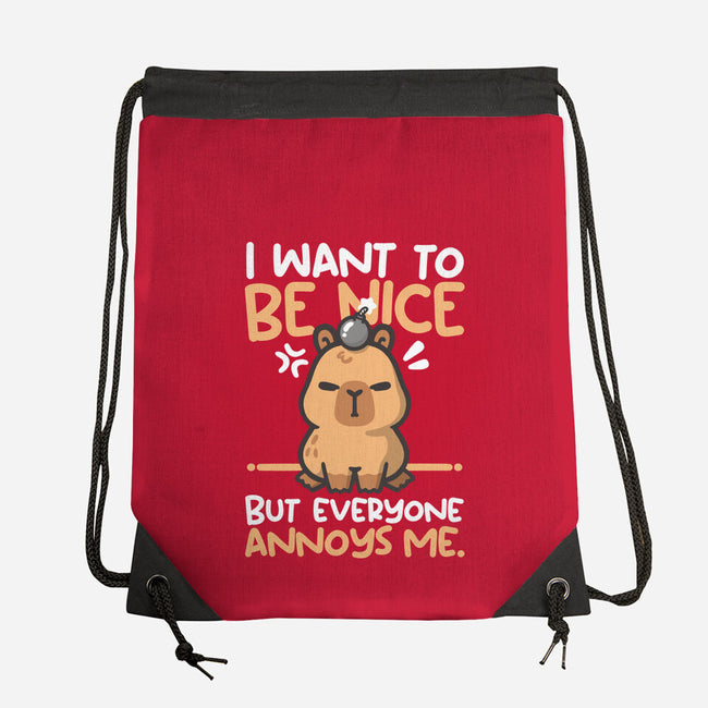 Capy Wants To Be Nice-None-Drawstring-Bag-NemiMakeit
