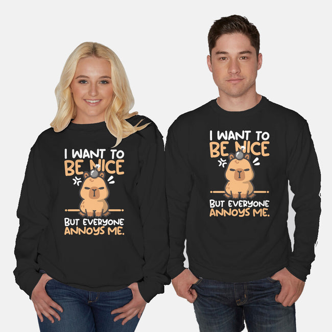 Capy Wants To Be Nice-Unisex-Crew Neck-Sweatshirt-NemiMakeit