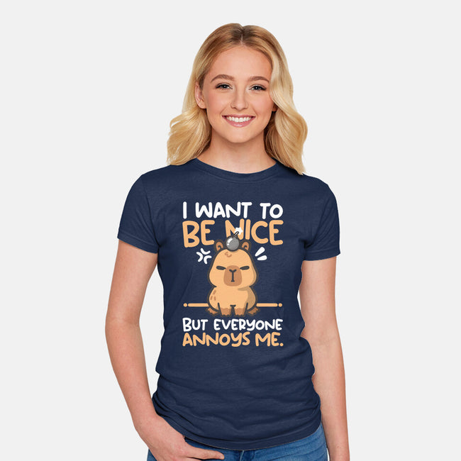 Capy Wants To Be Nice-Womens-Fitted-Tee-NemiMakeit