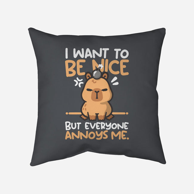 Capy Wants To Be Nice-None-Removable Cover w Insert-Throw Pillow-NemiMakeit