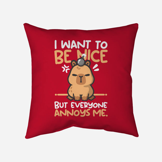 Capy Wants To Be Nice-None-Removable Cover w Insert-Throw Pillow-NemiMakeit