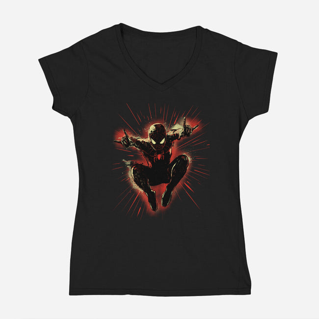 Mister Web-Womens-V-Neck-Tee-kharmazero