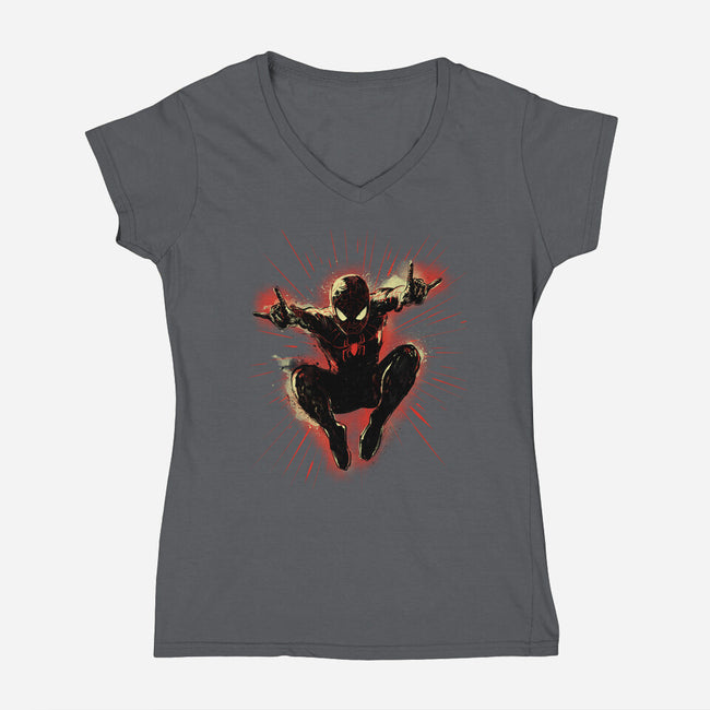 Mister Web-Womens-V-Neck-Tee-kharmazero