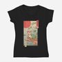 Cat Frog-Womens-V-Neck-Tee-vp021